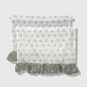 Unbranded Cafe Curtains Set of 2 30x24 White Gray Floral Cottagecore Farmhouse